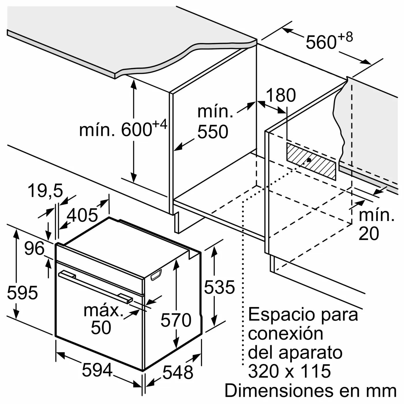 Four encastrable Bosch Série 6 60 x 60 cm en acier inoxydable HBG536ES3 - الصورة 8